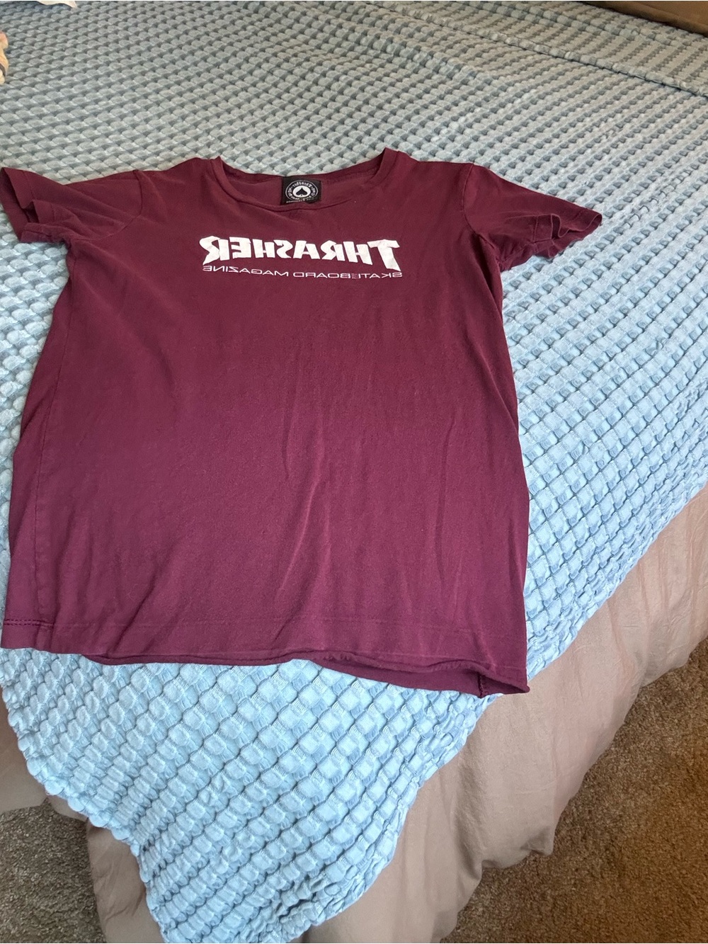 Thrasher Burgundy Crew Neck Logo Tee
